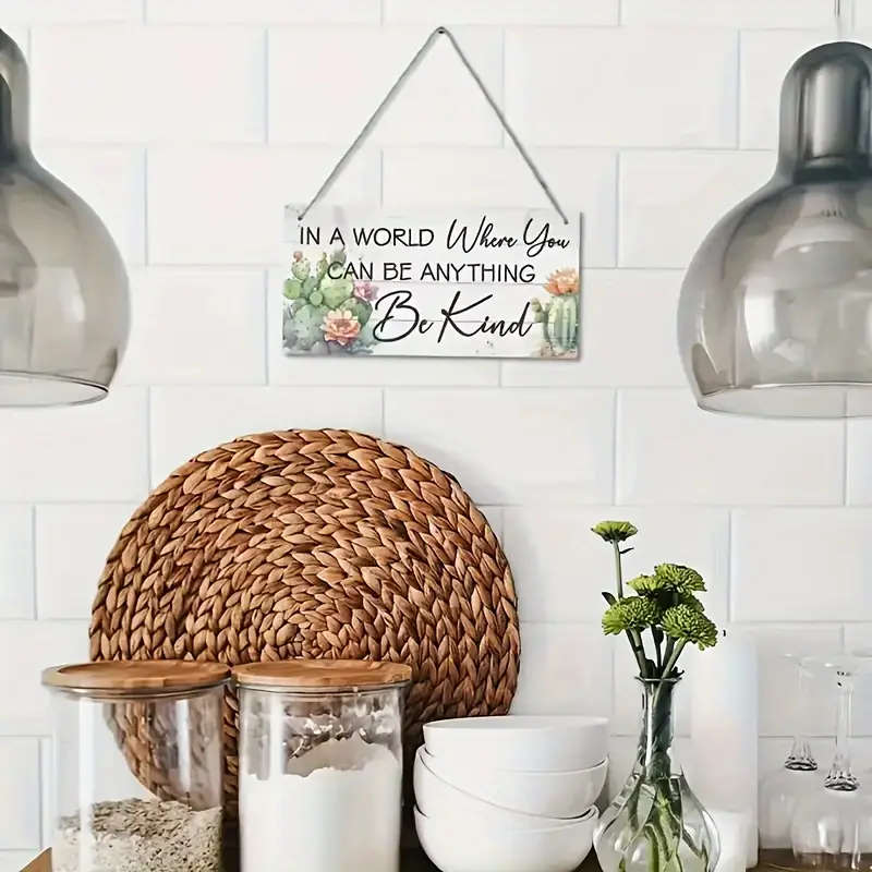 1pc Inspirational Wooden Sign Plaque Be Kind Message Rustic Wall Art Decor for Home Cafe Club Durabl