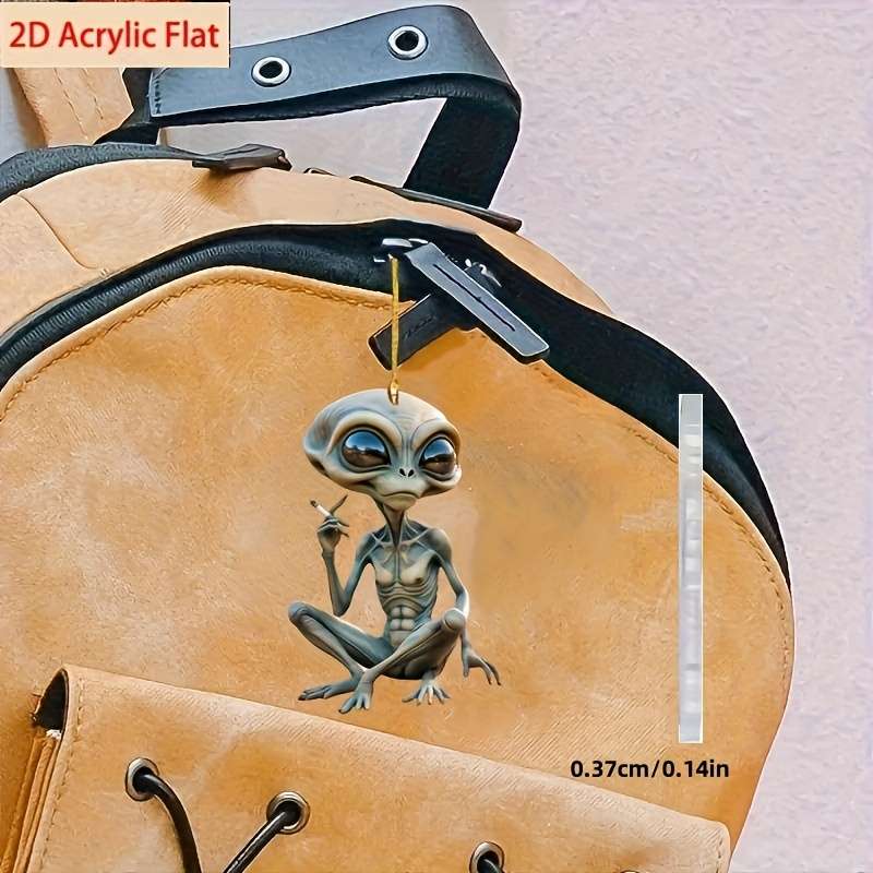 1pc 2D Flat   Cute Alien  Acrylic Car Hanging Decoration New Acrylic Material Keychain