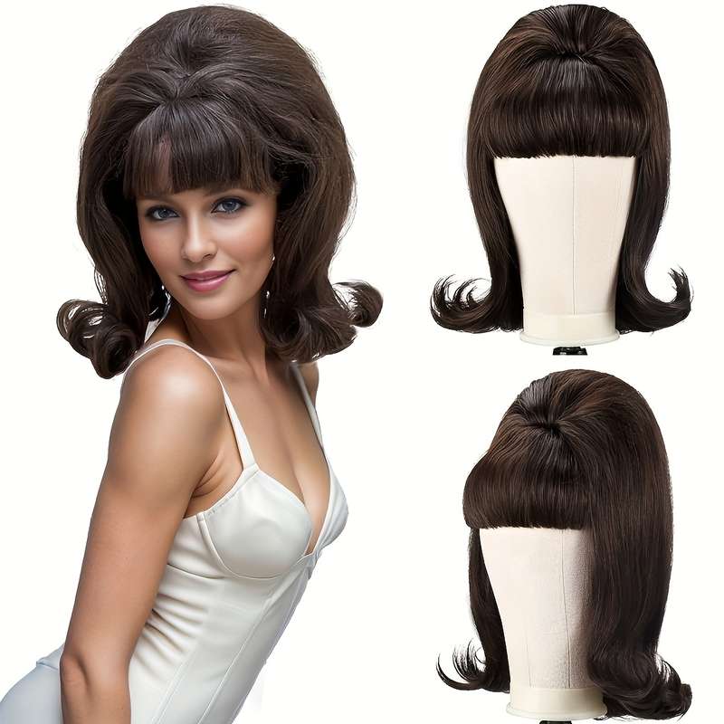 1Pc Dark Brown 35.56cm Fashion Design Wig