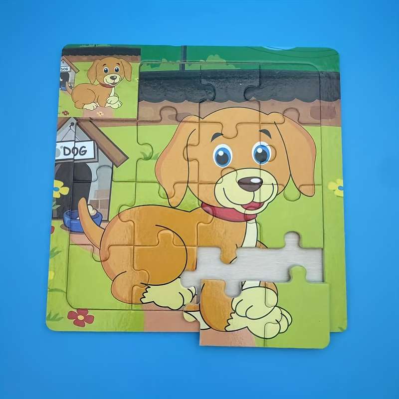 1pc Wooden Dog Puzzle for Fun Animal Shape Matching Game Coordination Skill Develo