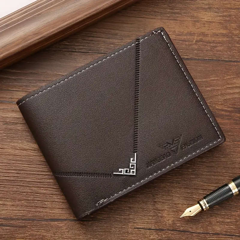 5pcs Men's Business Fashion Wallet Set Faux Leather Light Brown Versatile Elegant for Travel Parties