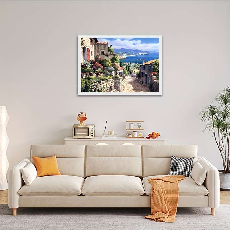 1000pcs Jigsaw Puzzle 50.04x70.1 cm Coastal Village Scene High-Definition Print
