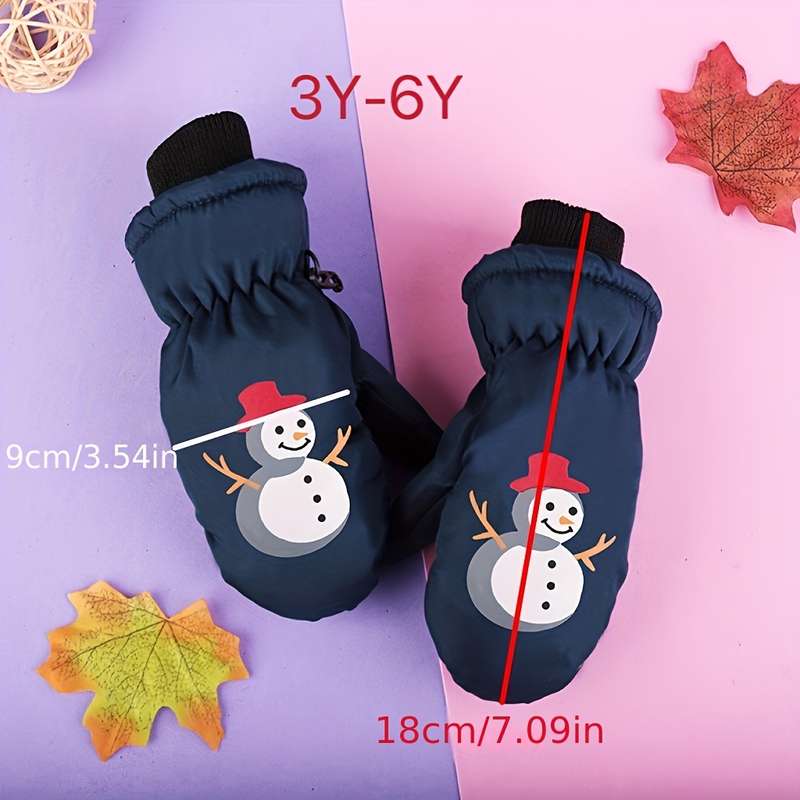 1 Pair Little Snowman Red Size 6 To 10 Years Old Warm Gloves