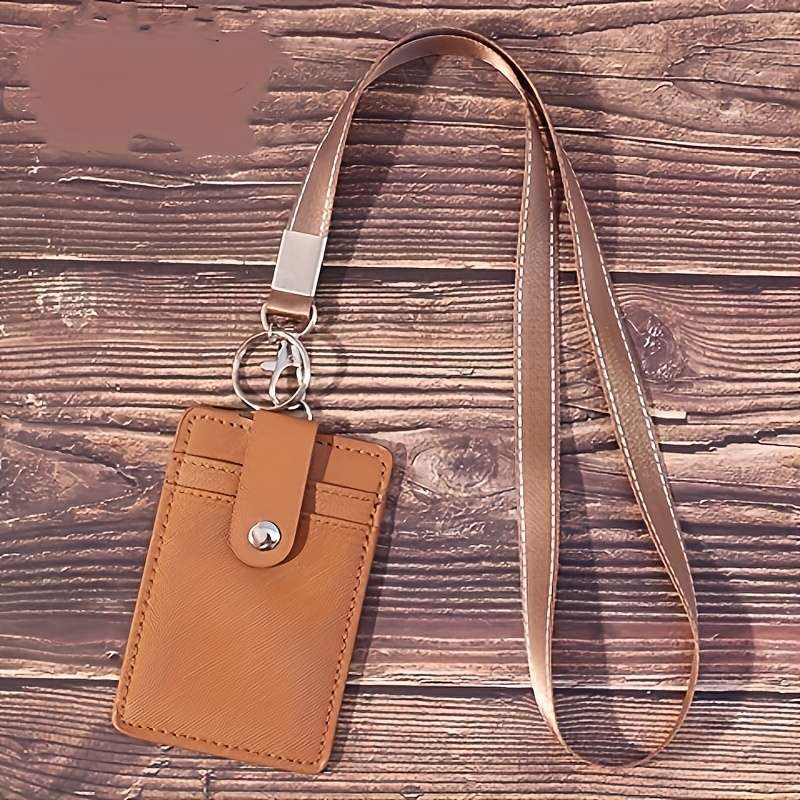 1pc PU Leather Work ID Badge Holder with RFID Block 1 pc Durable ID Card Case with Lanyard Mult