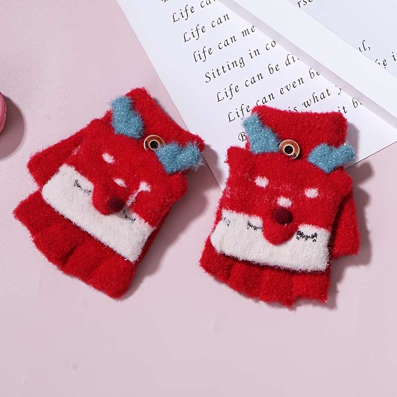 1 Pair Red Warm Gloves