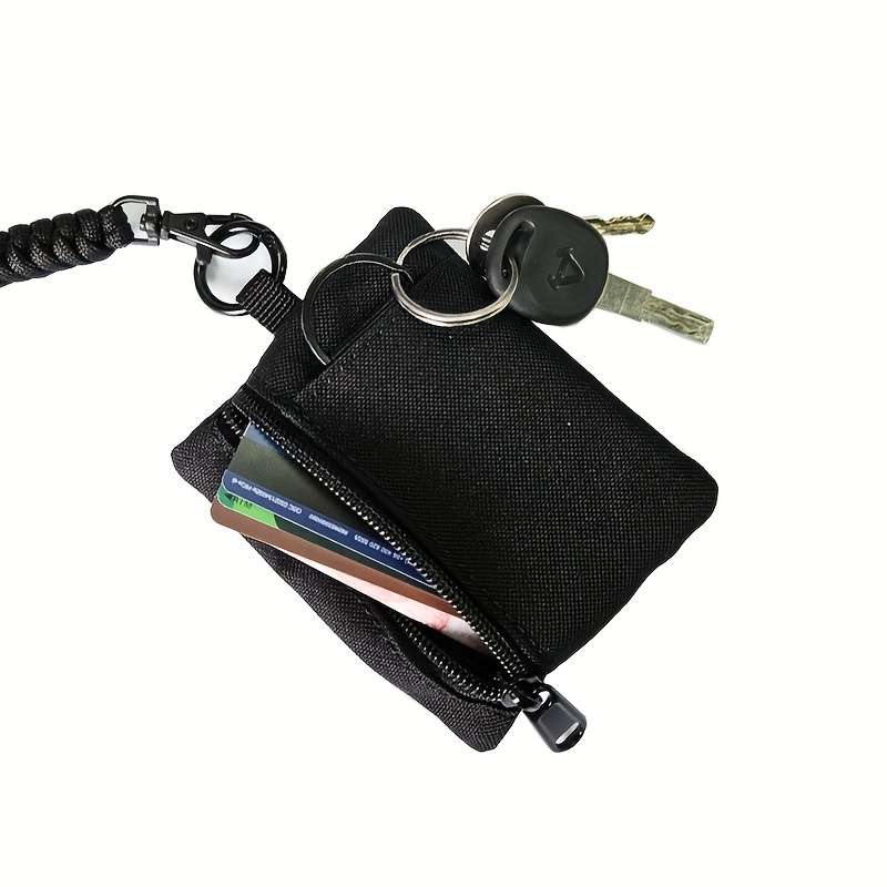 1pc Nylon Casual Style Outdoor Neck Pouch Men's Small Card Holder Coin Purse Key Case with Lan