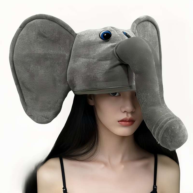 1pc Gray Elephant Hat with Blue Eyes Fun Festive Accessory for Parties Celebrations and Stage