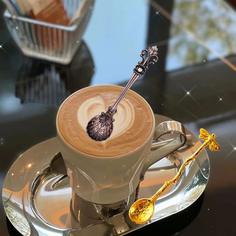 12pcs 1 Set Retro Small Boutique Coffee Spoon Luxury Aristocratic Small Spoon Seasoning Spoon S