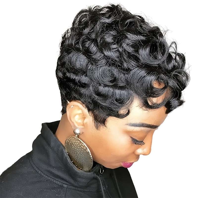 1Pc Black 25.4cm Fashion Design Wig