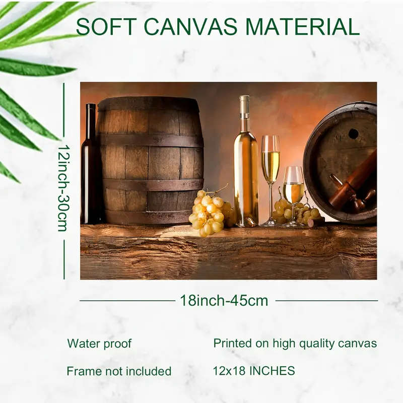 1pc Modern Frameless Canvas Wall Art White Wine Barrel Print Perfect for Living Room or Bedroom Deco