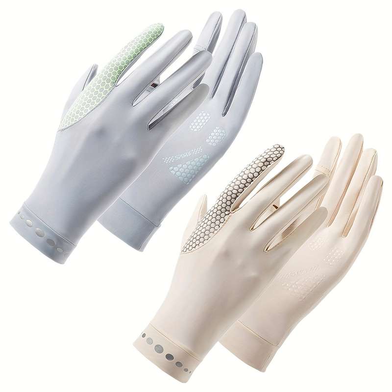 1 Pair Black Darkgray One Size Summer Full Finger Gloves