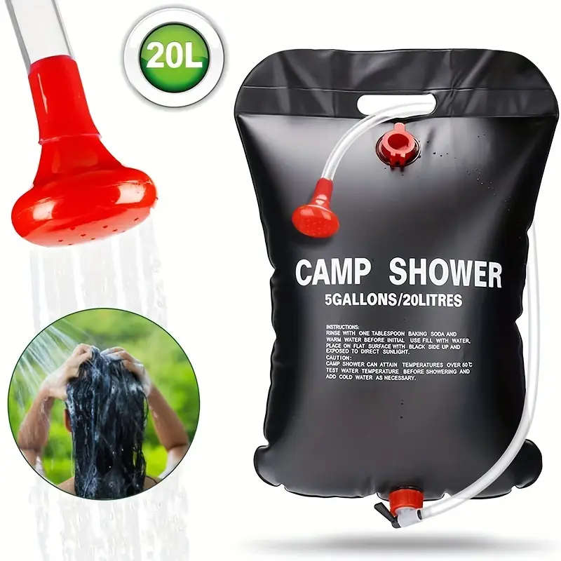 20L Portable Camping Shower Bag With Removable Hose On-off Switchable Shower Head Perfect