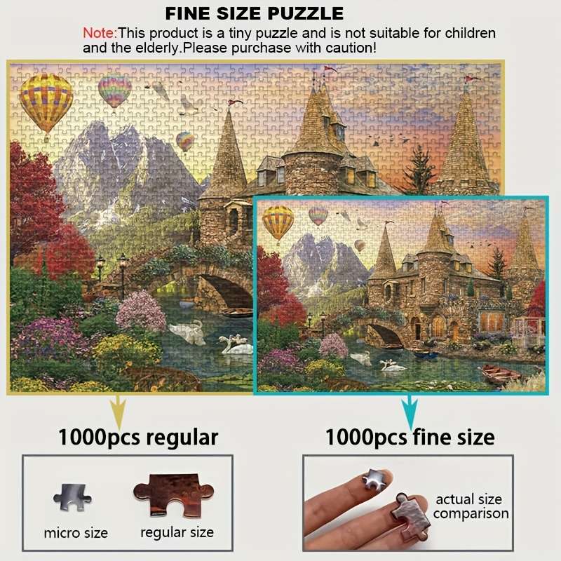 1000pcs Castle Scene Jigsaw Puzzle Advanced Level Multi-Color Rectangular Paper P