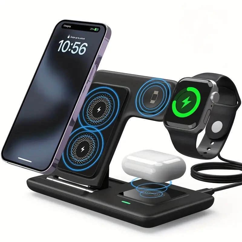 3 in 1 Folding Wireless Charging Station for iPhone 15 14 13 12 11 Pro Max Mini Plus AirPods 3 2 Pro