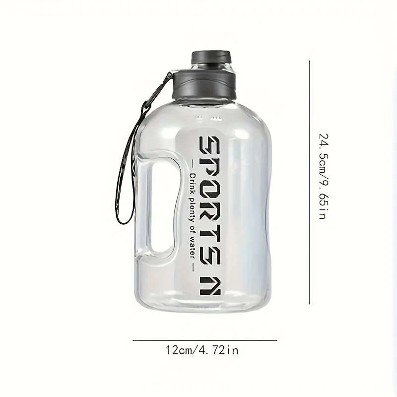 1pc 57.48oz Leak-Proof Sports Water Bottle with Handle Durable PC Material Large Capacity Precise Me