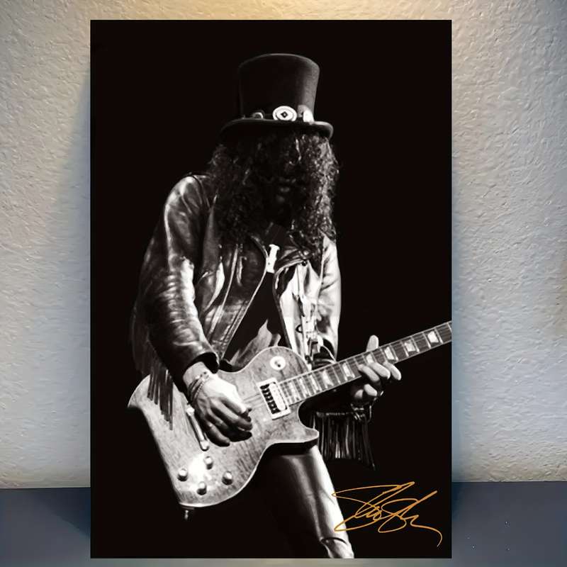 1pc Slash HD Canvas Print Poster Iconic Guitarist with Top Hat Frameless Wall Art for Living Roo