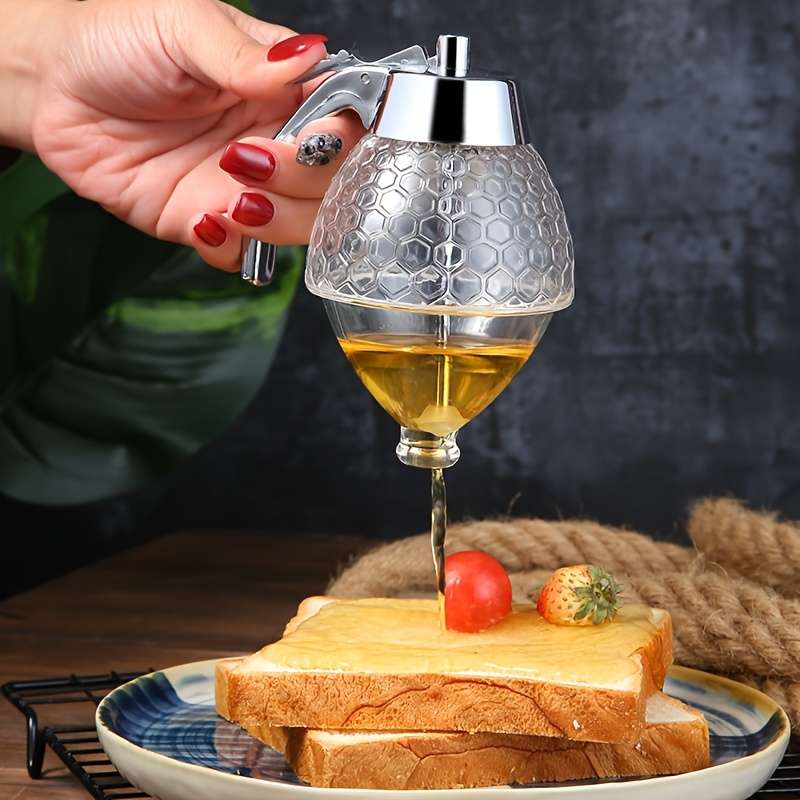 1pc Acrylic Honey Squeeze Bottle Jar Kitchen Crystal Diamond Condiment Bottle Push Type Syrup Bottl