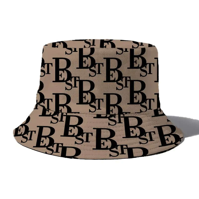 1pc Unisex Bucket Hat with Letter B Print 100% Polyester Lightweight Non-Stretch Holiday Theme
