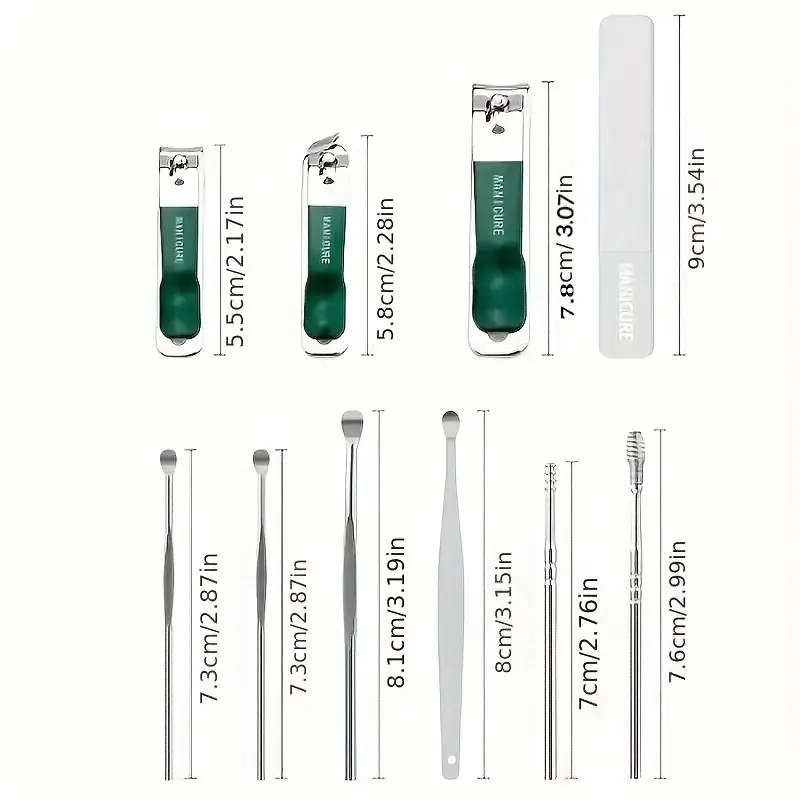 10pcs Professional Nail Clipper Set for Men Featuring a Luxurious Stainless Steel Manicure Tool Kit