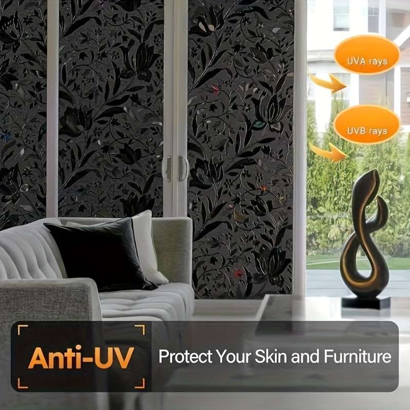 1pc Black Tulips Size 23.6 x 78.7 in   60 x 200 cm Door Window Sticker
