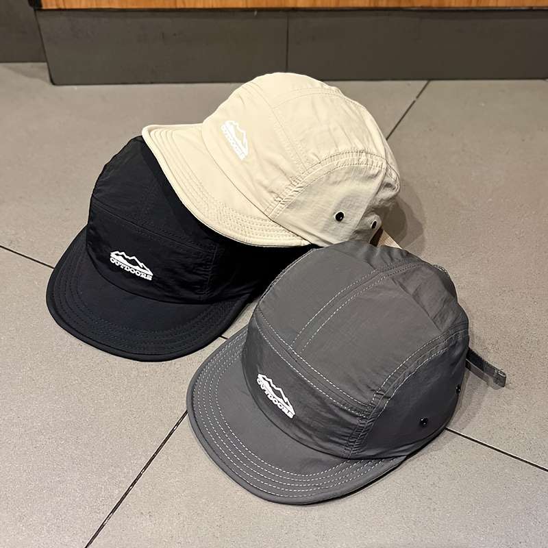1pc Outdoors Logo Baseball Cap Black Polyester Breathable Quick-Dry Vintage Mountain Design