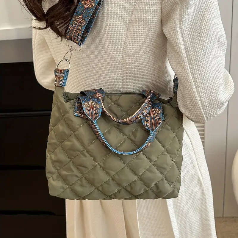 1pc Stylish Quilted Nylon Crossbody And Shoulder Bag for Girls Durable Casual