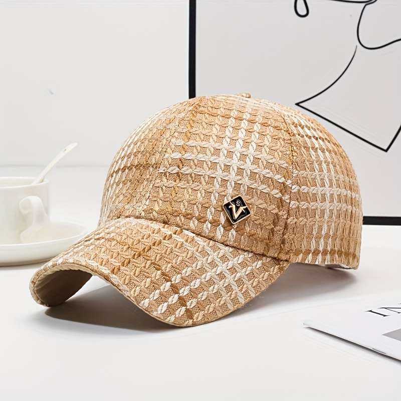 1pc Outdoor Adventures) Women's Vintage Plaid Baseball Cap Stylish Cotton Blend Sun Protection