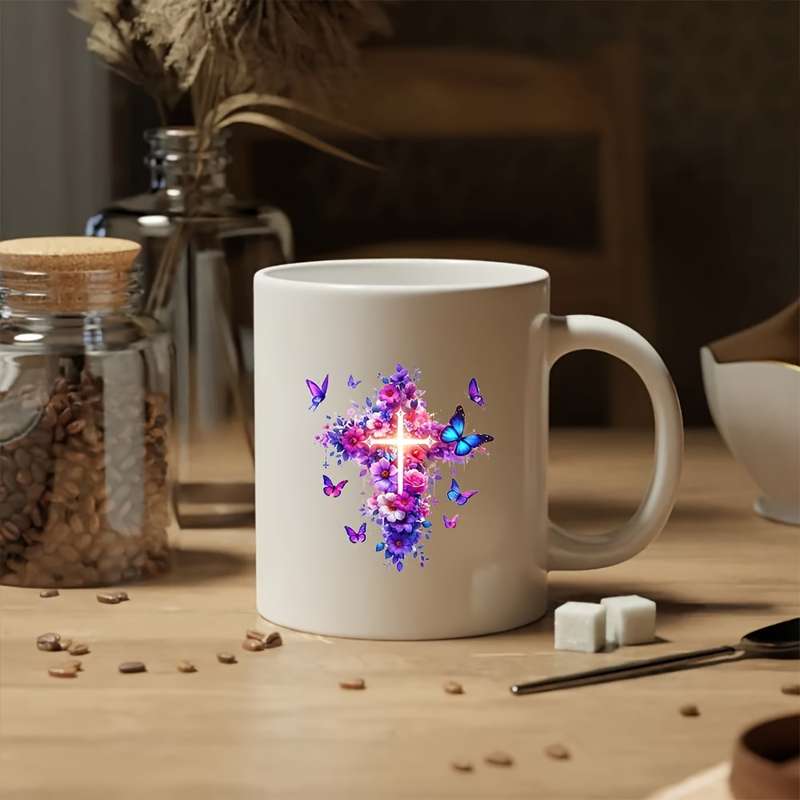 12pcs Lighted Floral Cross Jesus Christian Themed Stickers