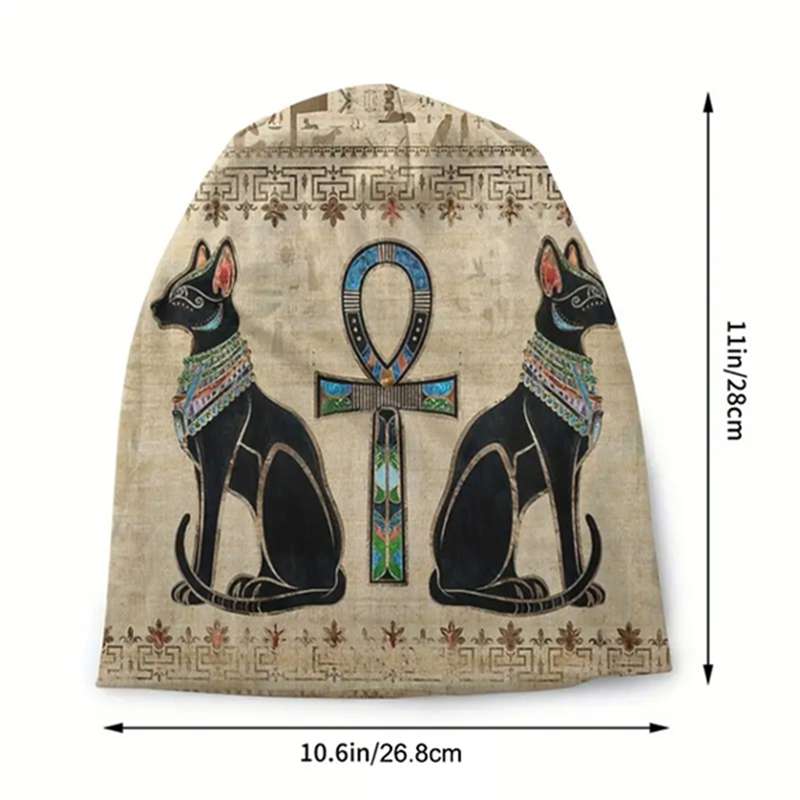1pc Egyptian Thin Hat Hip Hop Hat Men's Warm Ancient Egyptian brimless beanie Retro floral prin