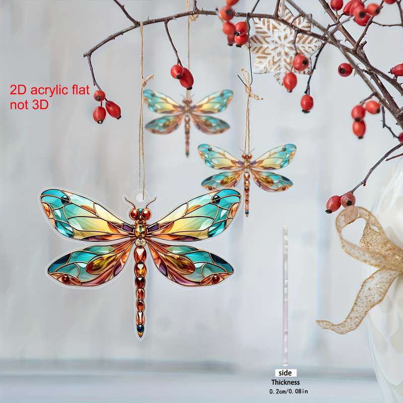 1pc 2D Flat    holiday dragonfly ornament acrylic pendant universal festival decorati