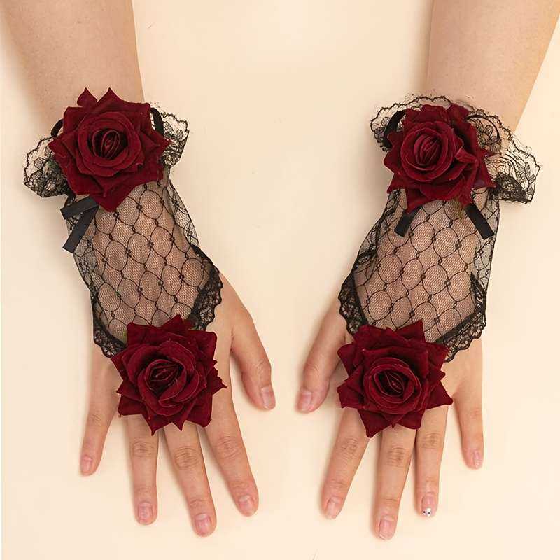 1 Pair One Size Fingerless Fishnet Gloves