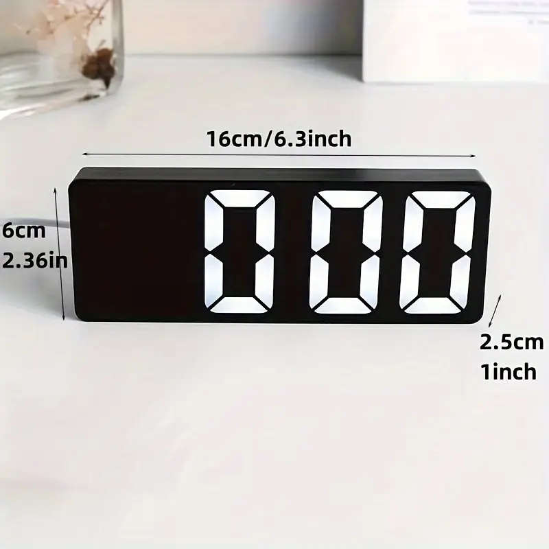 1pc Modern LED Mirror Table Alarm Clock Digital Display with Snooze Function USB Powered Rectangle D