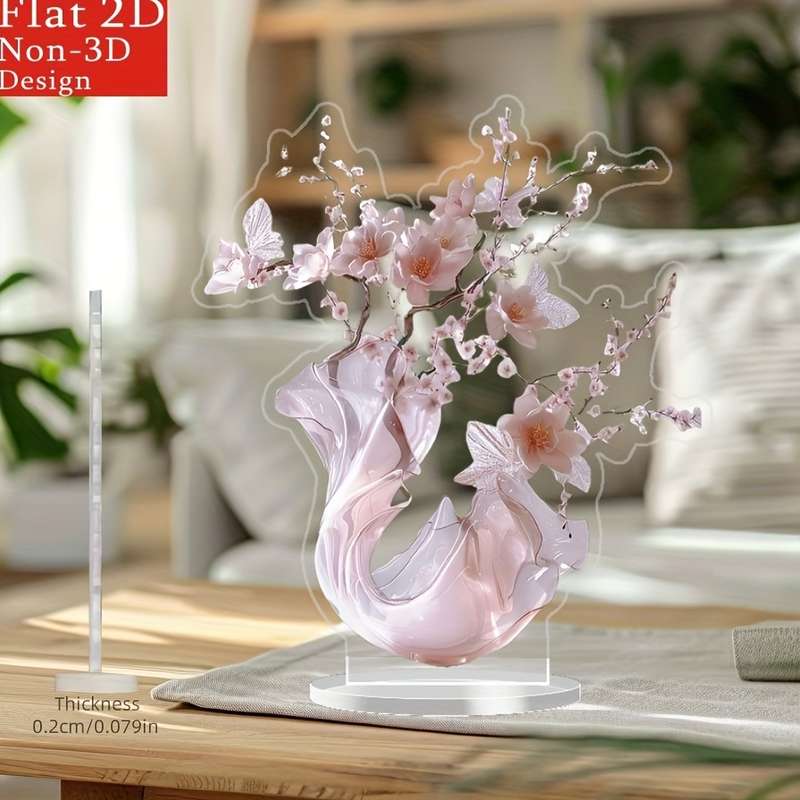 1pc 2D Flat  Acrylic  of Elegant Pink Cherry Blossom Acrylic Table Decoration Cherry Blossom St