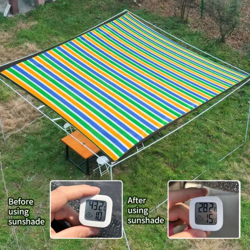 1pc Colorful Striped High-Density Breathable Sun Shade Net Size200x300cm Durable Plastic Outdoor