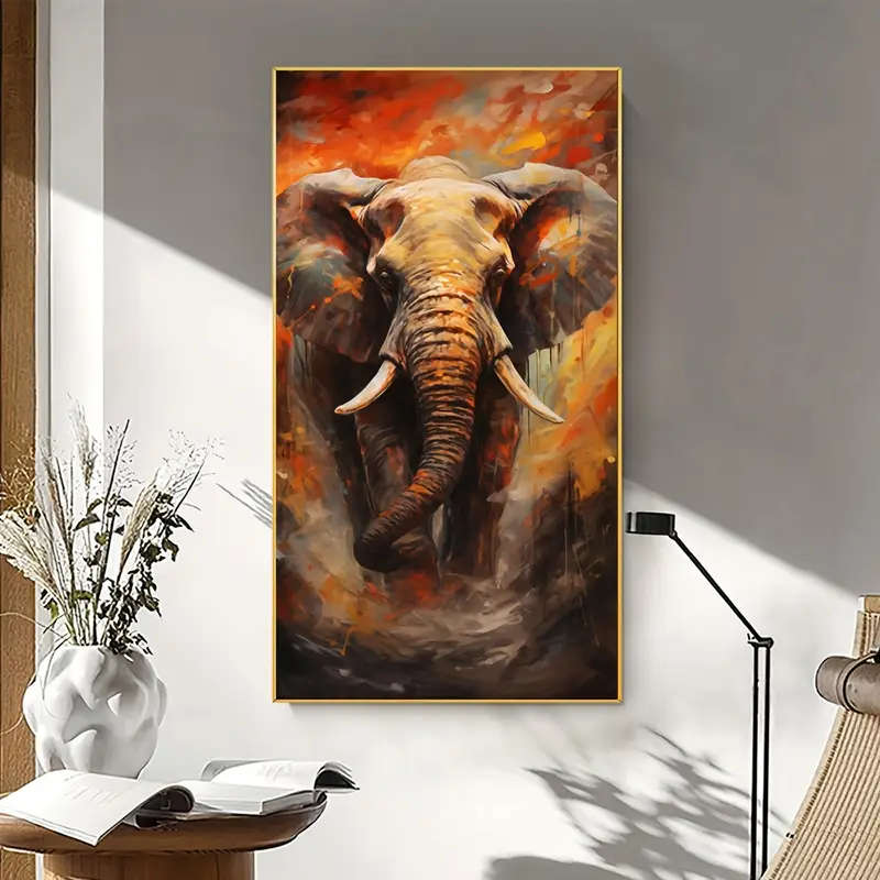 1pc Abstract Elephant Canvas Wall Art Modern Colorful Animal Pictures Print On Canvas Wildlife Artwo