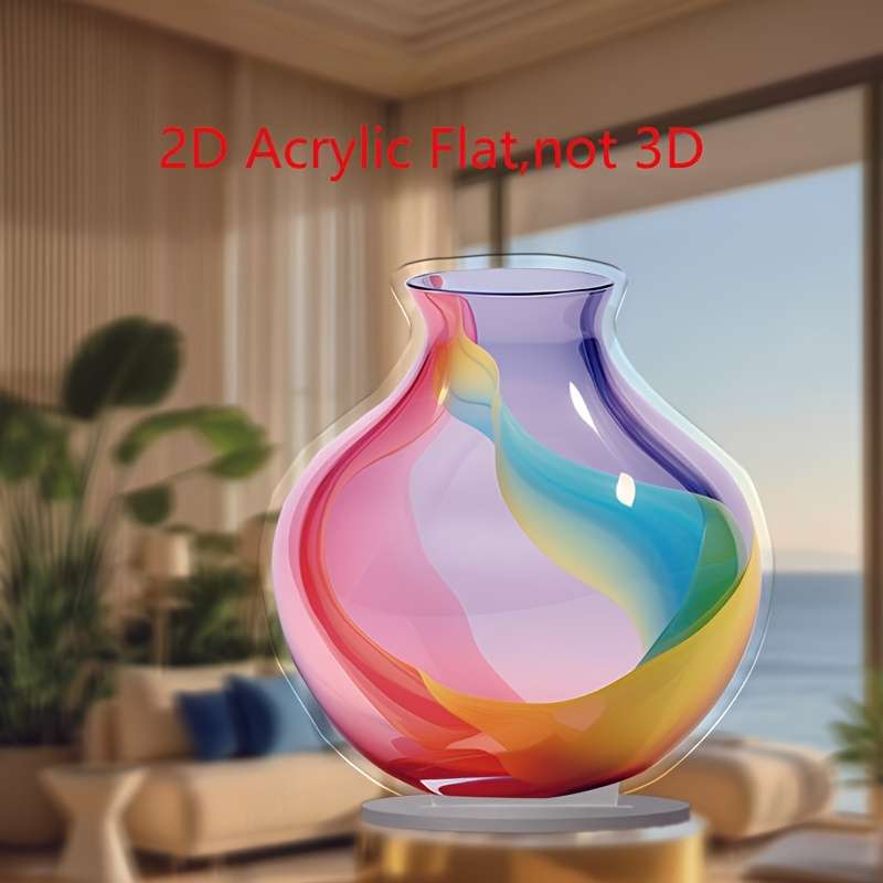 1pc 2D Flat   Bohemian Acrylic Vase Multi-Purpose Tabletop Decoration Suitable for Home Offic
