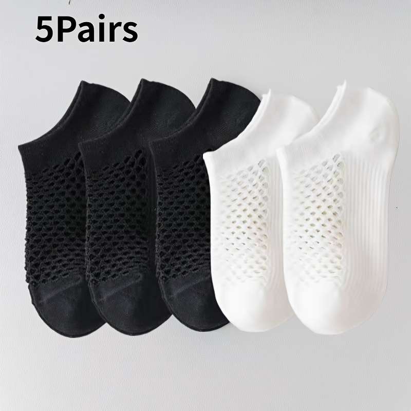 5 Pairs White One Size High Elastic Socks