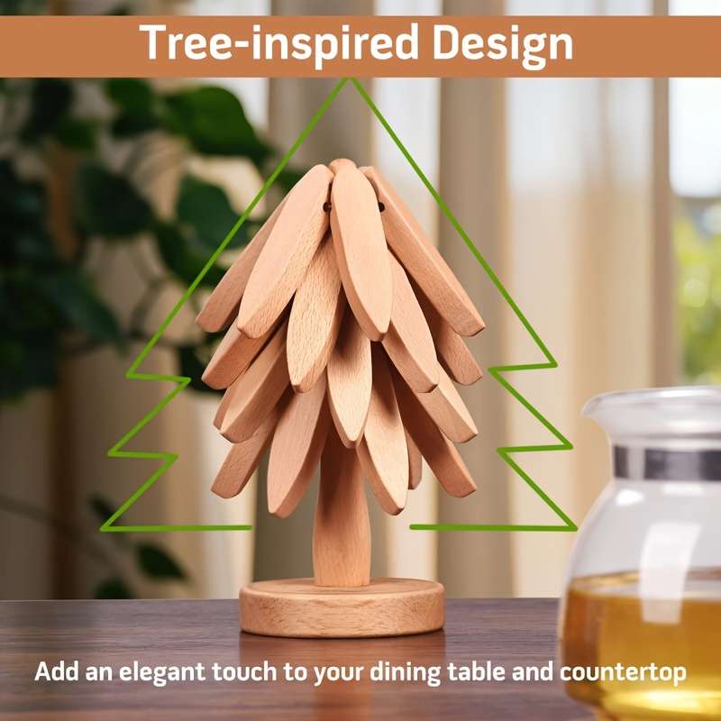 4pcs Heat Resistant Table Mats Wooden Walnut Coasters Creative Tree Shaped Insulation Set Kit