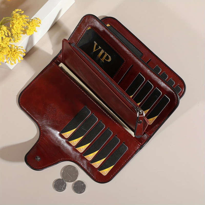 Luxury Women's Faux Leather Zipper Clutch