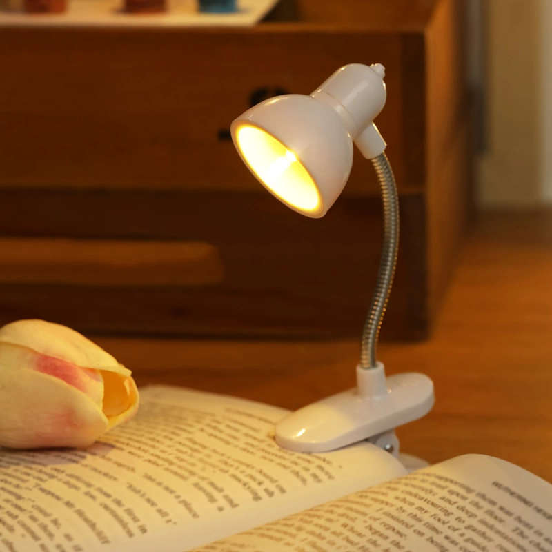 1pc Mini Portable Eye-Protecting Clip Book Light LED Warm Light Night Reading Light Adjustable Arm