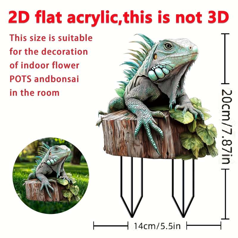 1pc 2D Flat Modern  Beard Dragon Acrylic Garden Stake 19.99 cm X 13.97 cm Yard And Lawn Sun Catcher