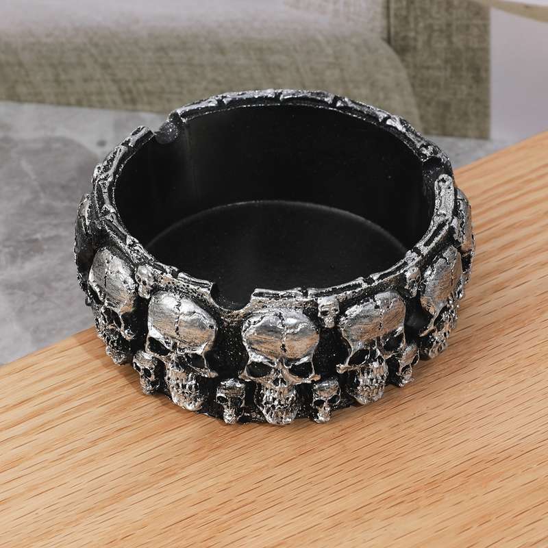 1pc Modern Round Skull Resin Craft Ornament Halloween Ghost Festival Atmosphere Decor No Elec