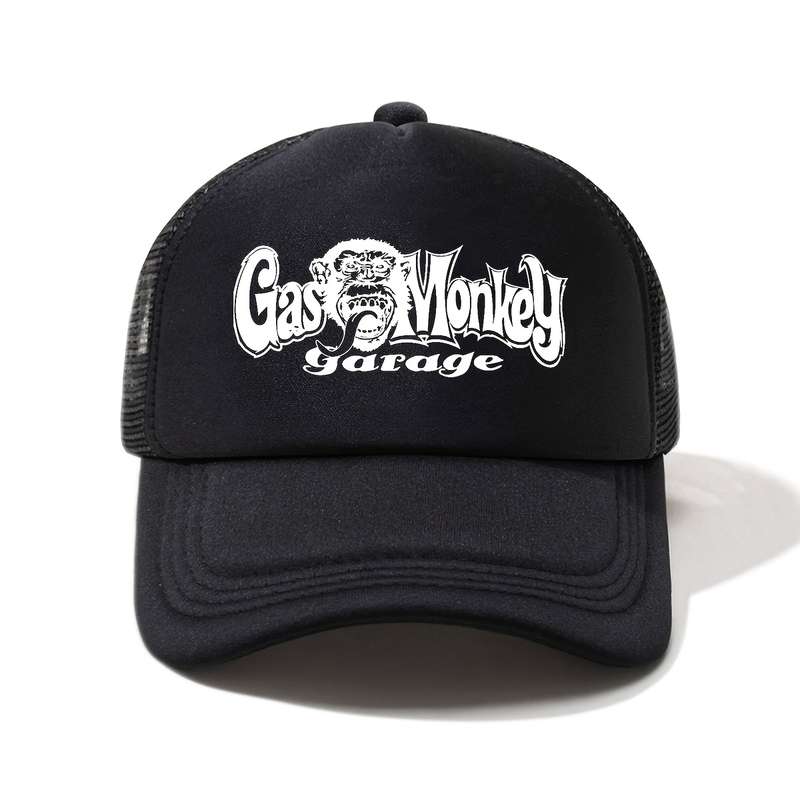1pc Gas Monkey Garage Printed Half Mesh Baseball Cap Lightweight Sun Hat for Men Women Ret