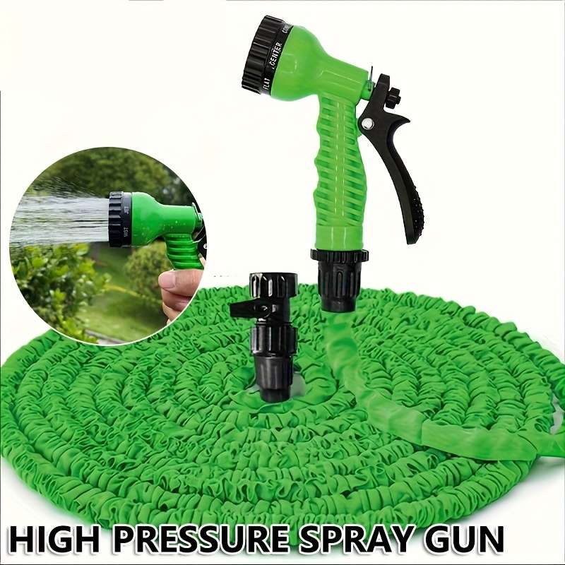 1Pc Green Adjustable 3X Retractable Rubber Hose High Pressure Spray Gun