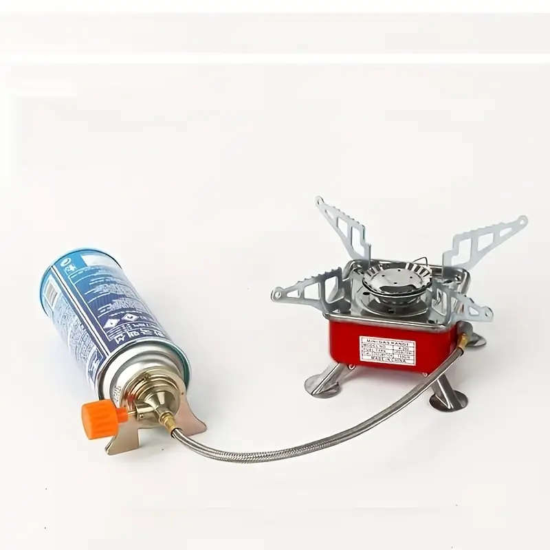1pc Portable Stainless Steel Camping Gas Stove with Electric Ignition Windproof Sturdy Support