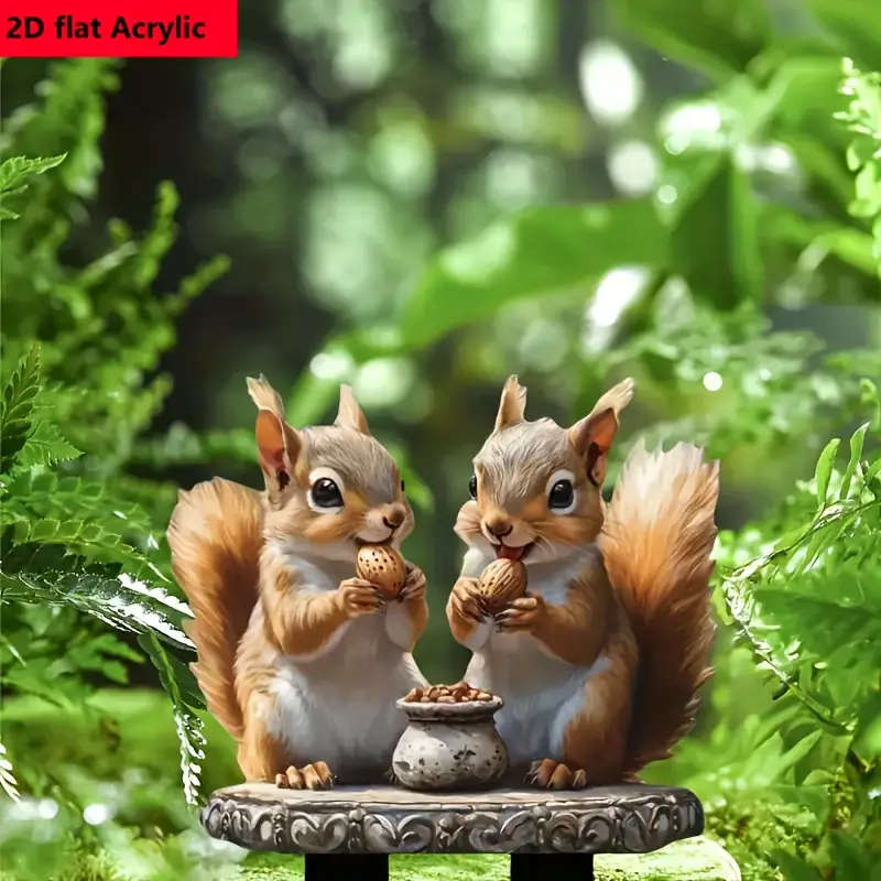 1pc Classic Bohemian Style Acrylic Squirrel Garden Stake Multi-Functional Animal Theme Outdoor Decor
