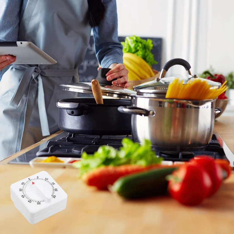 1pc Simple Mechanical Timer Kitchen Small Square Pendulum Timer Reminder High Quality Energy Saving