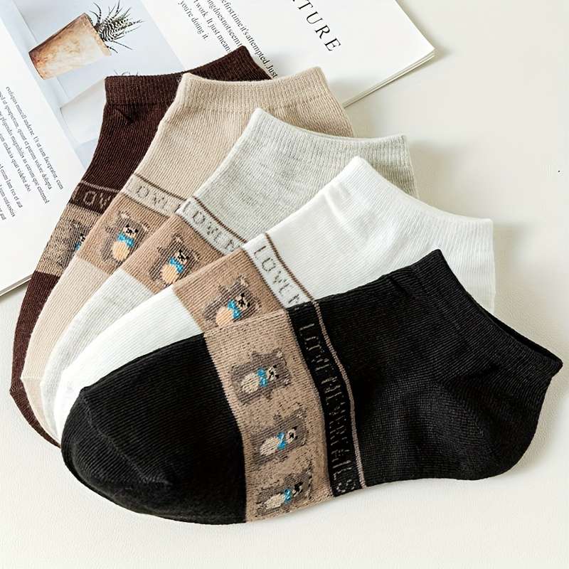 5 Pairs Mixed Color Asian One Size High Elastic Socks