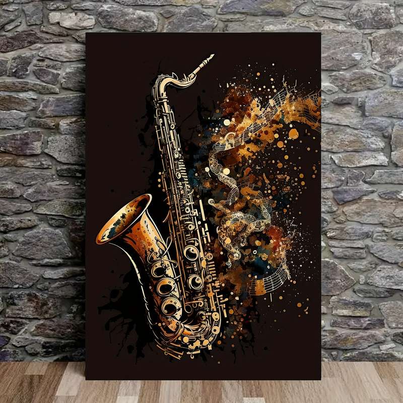 1pc  Golden Saxophone Canvas Art Poster Frameless 30.48x45.72 cm Music Themed for Bedroom O