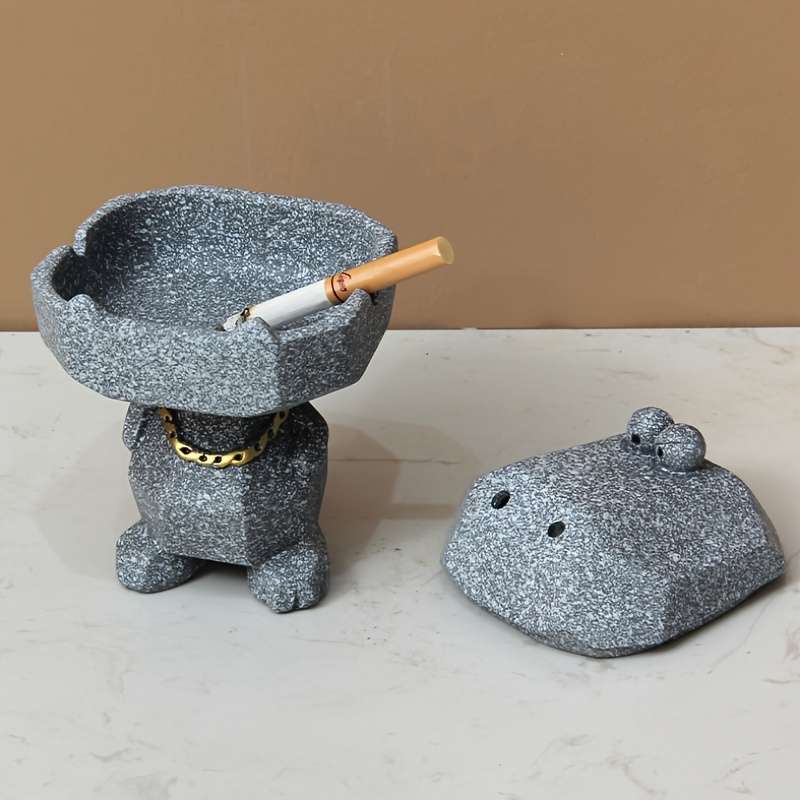 1pc Cute Hippo Resin Ashtray with Lid Pink Gray Blue Glittery Designs Fun Home Office D
